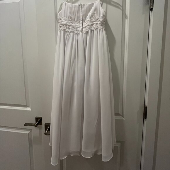 David's Bridal Spaghetti Strap Chiffon Baby Doll Flower Girl Dress with Jacket - Picture 2 of 11